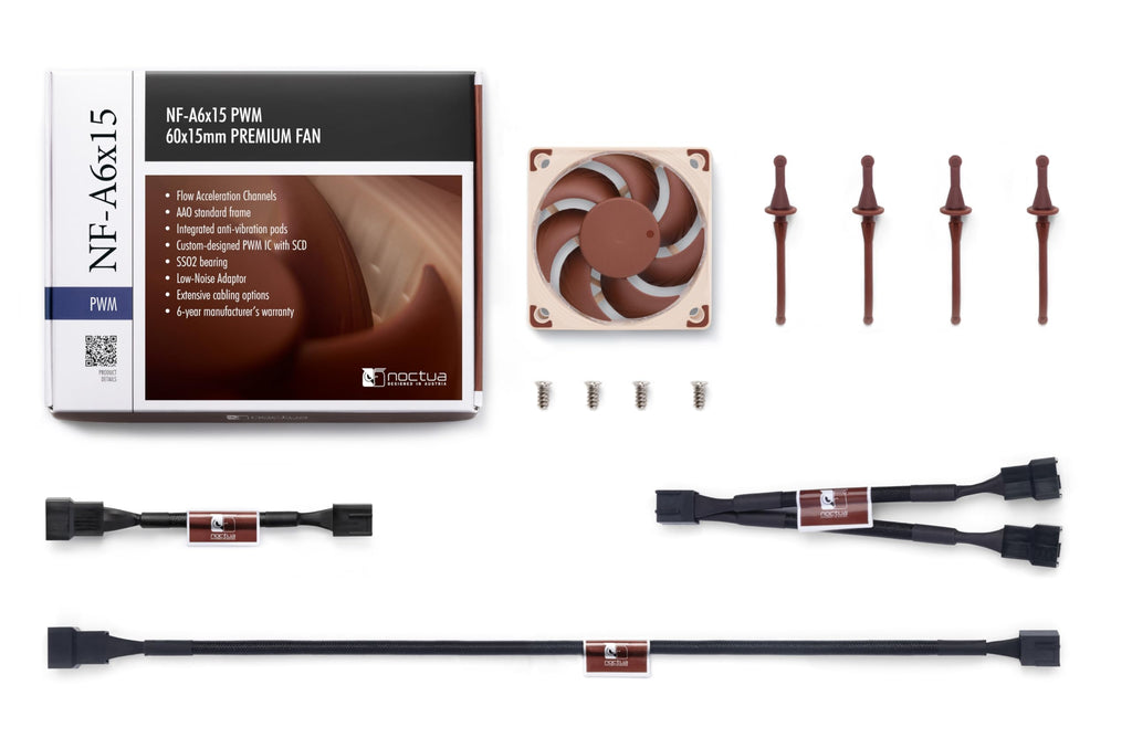 Noctua NF-A6x15 PWM, Premium Quiet Slim Fan, 4-Pin (60x15mm, Brown)