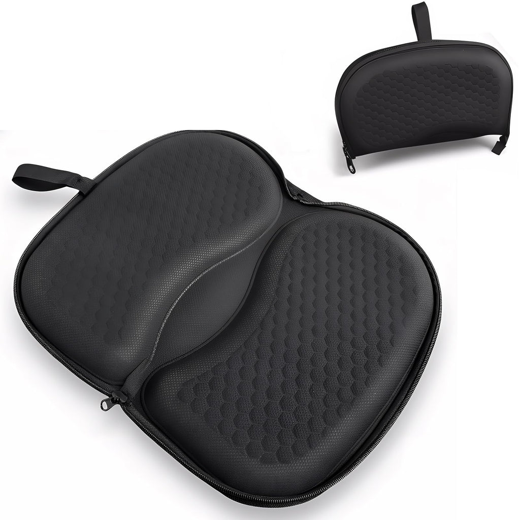 Foldable Honeycomb Seat Cushion with Zipper & Handle, Portable Gel Seat Cushion with Ventilative Cover & Anti-Skid Bottom, Portable Butt Pillow for Chairs 15.8x13.3x1.4 Inches (Black)