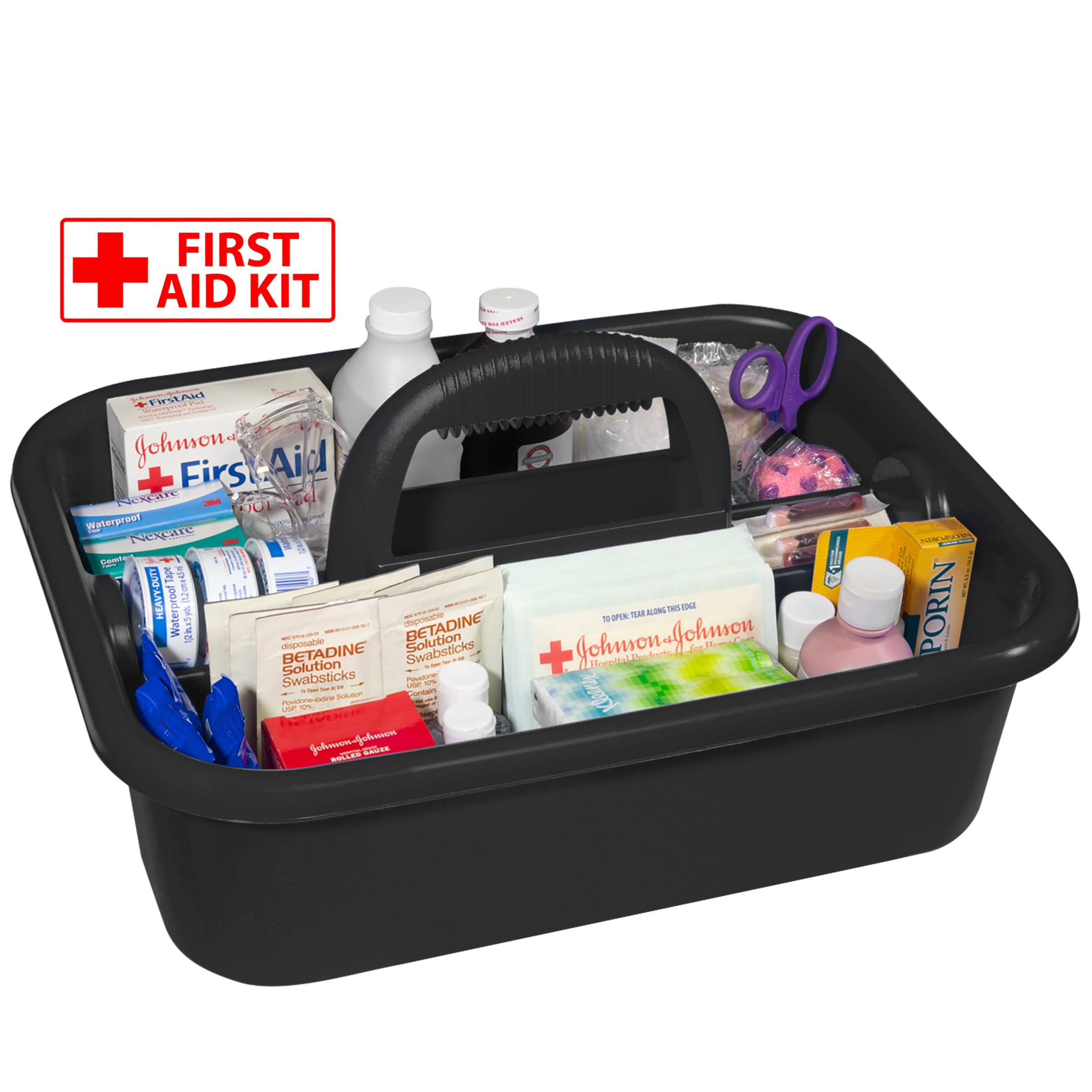 Akro-Mils 09185 Plastic Tote Tool & Supply Cleaning Caddy with Handle, 18-3/8-Inch x 13-7/8-Inch x 9-Inch, Black