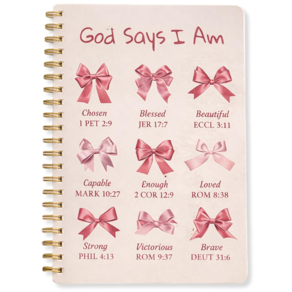 Bible Prayer Journal for Women, Pink Christian Notebook with Lines Gifts for Girls, Bible Study Supplies Guide Accessories, Preppy Bow Stuff Cute Church Spiral Notebook for Bible Notes, 5.5 X 8.3