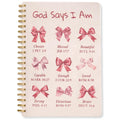 Bible Prayer Journal for Women, Pink Christian Notebook with Lines Gifts for Girls, Bible Study Supplies Guide Accessories, Preppy Bow Stuff Cute Church Spiral Notebook for Bible Notes, 5.5 X 8.3