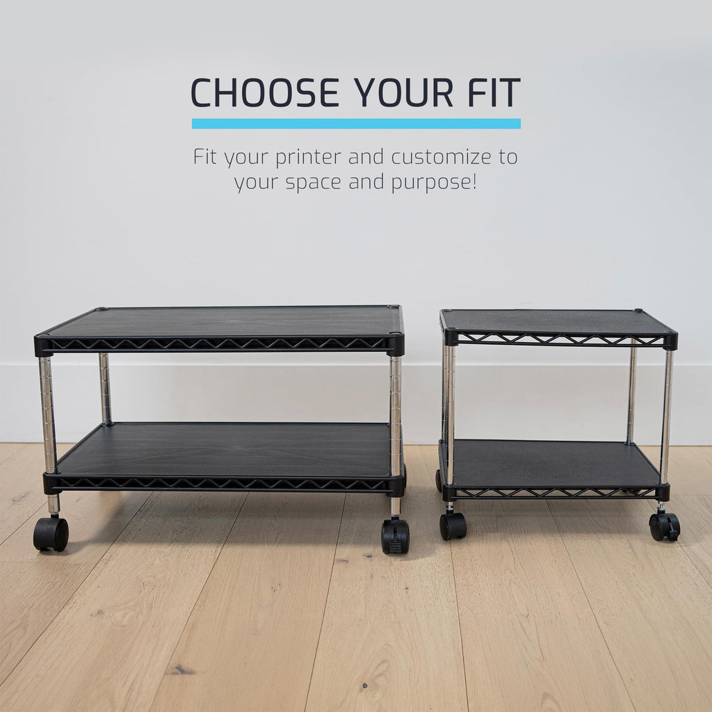 ZBRANDS Under Desk Printer Stand with Storage 15" x 10.6", Printer Cart, Small Printer Stand With Wheels, Small Printer Table For Home Office, Heavy Duty Low Rolling Cart, (Mini, Black)