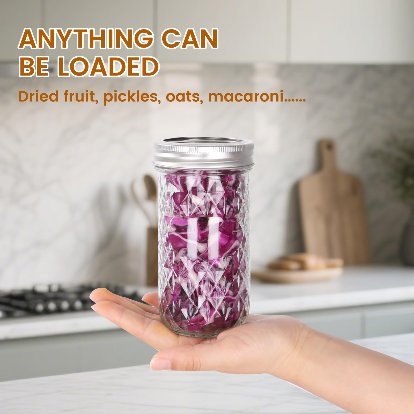 BIGIVACA 12 oz Mason Jars - 15 Pack Regular Mouth Canning Jars - Glass Jar with Silver Lids and Bands for Jam, Jelly, Honey, Sauce