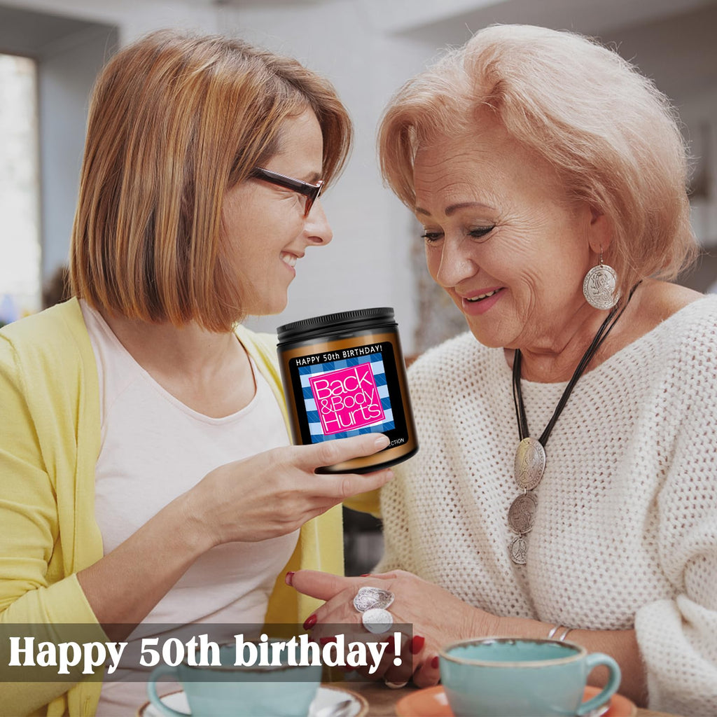 Homsolver 50th Birthday Gifts for Her Him，Happy 50th Birthday Candles Gift for Women Men，Funny 50 Years Old Decorations Ideas- Handmade Lavender Candle