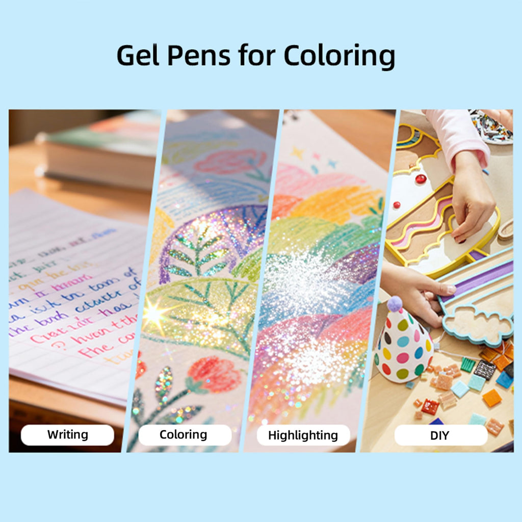 Xmusk 18 Colors Glitter Gel Pen & A5 Art Sketchbook Gift Set - 50 Sheets 120gsm Drawing Pad for Painting & Writing, Perfect Birthday, Opening, Christmas Gift(XGP-18)