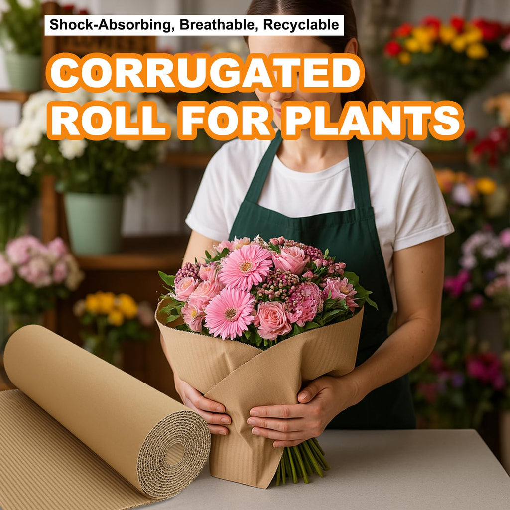 Corrugated Cardboard Roll, 17" x 236" Single Face Kraft Cushion Wrap, Large & Thick Cardboard Sheets Paper for Shipping, Packing, Box Filler, Furniture Protection, DIY Crafts & Gift Packaging (Brown)