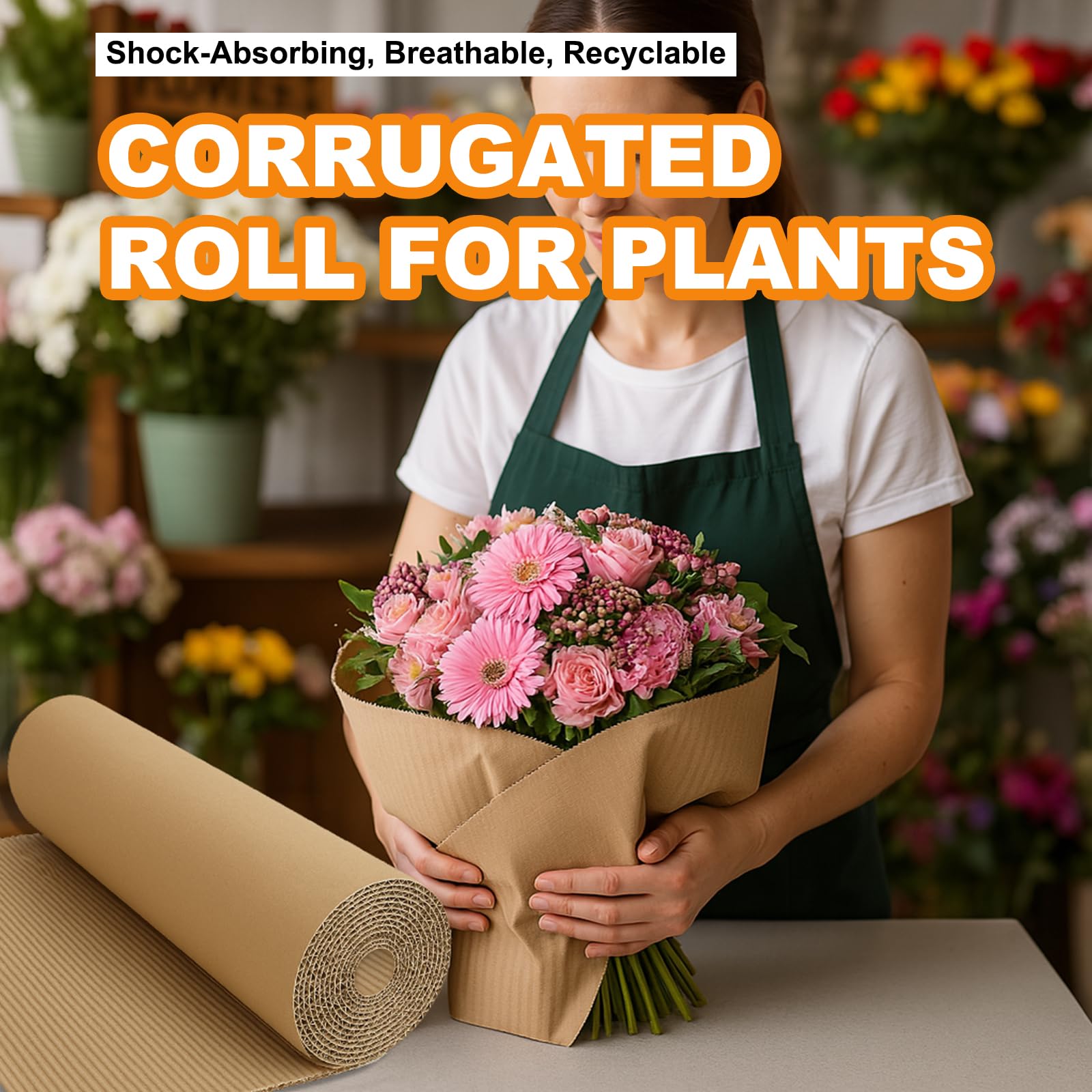 Corrugated Cardboard Roll, 17" x 236" Single Face Kraft Cushion Wrap, Large & Thick Cardboard Sheets Paper for Shipping, Packing, Box Filler, Furniture Protection, DIY Crafts & Gift Packaging (Brown)