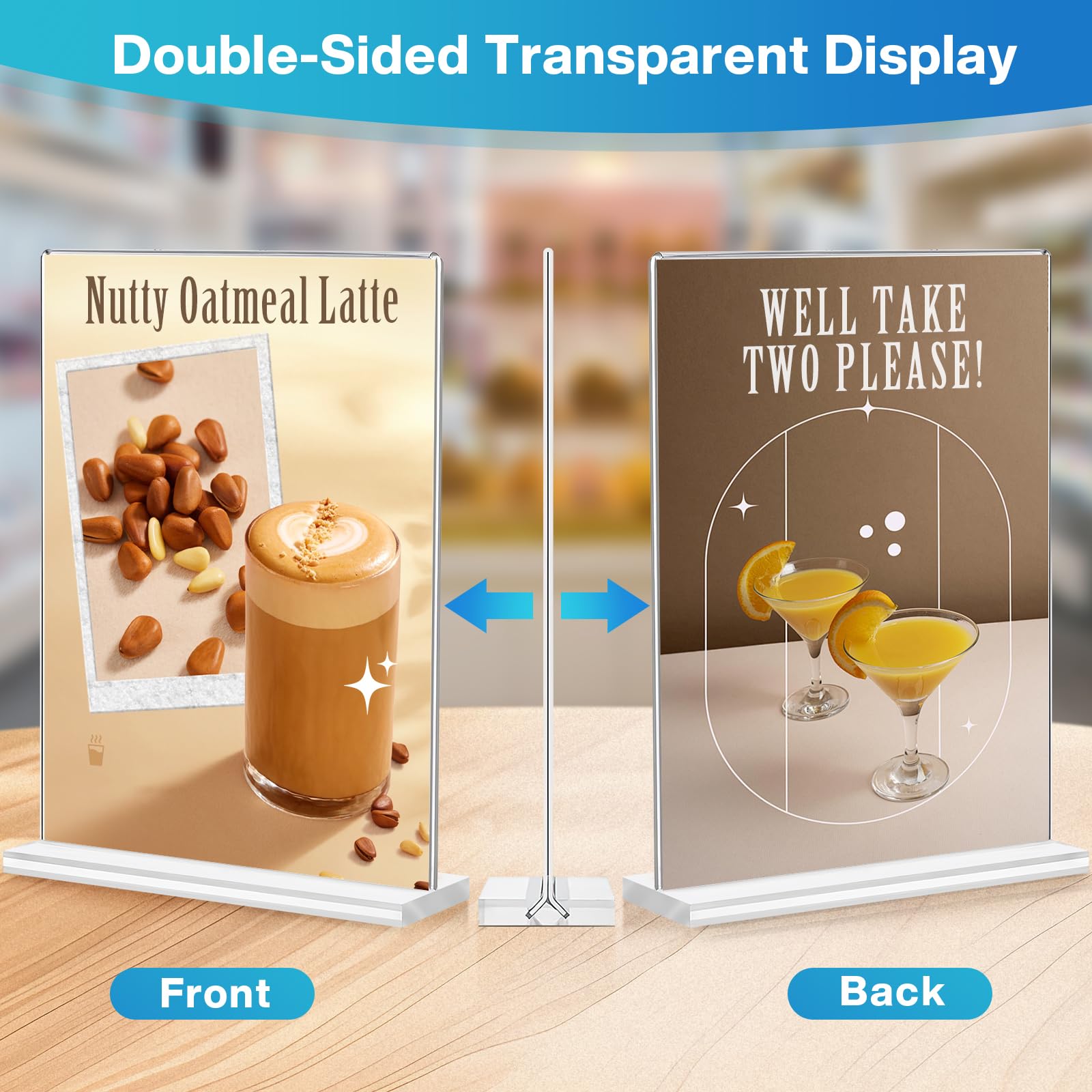 6 Pack 5 x 7" Acrylic Sign Holder, Double Sided Clear Display Sign, T Shape Vertical Display Table Signs Stand for Office Business Restaurant Menu Wedding Party Store Exhibition Display Stand