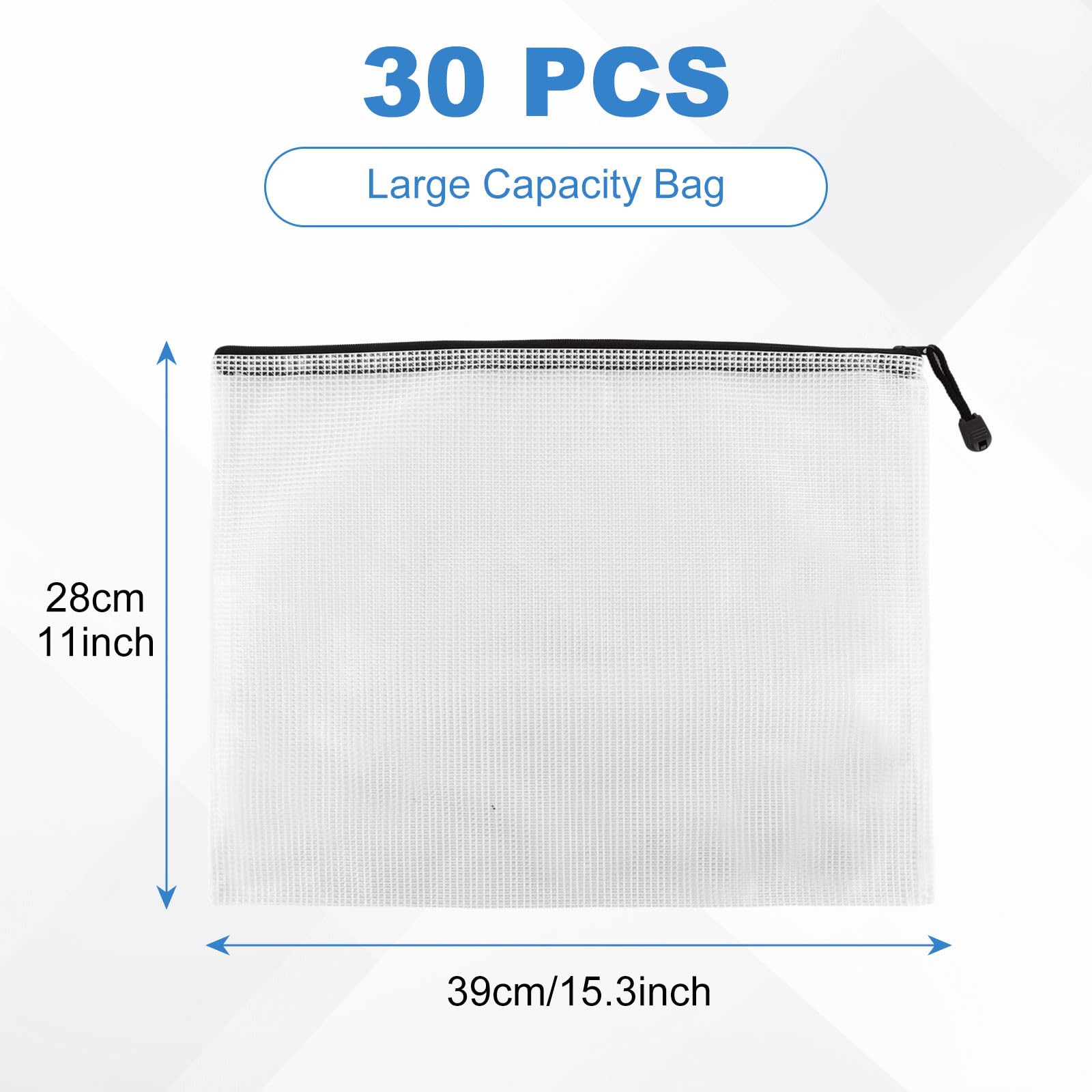 JMIATRY 30PCS Mesh Zipper Pouch Bags B4 Pochette Document Black Waterproof Pochette Plastique B4 Zipper Bag for Office Appliances and Home Organization
