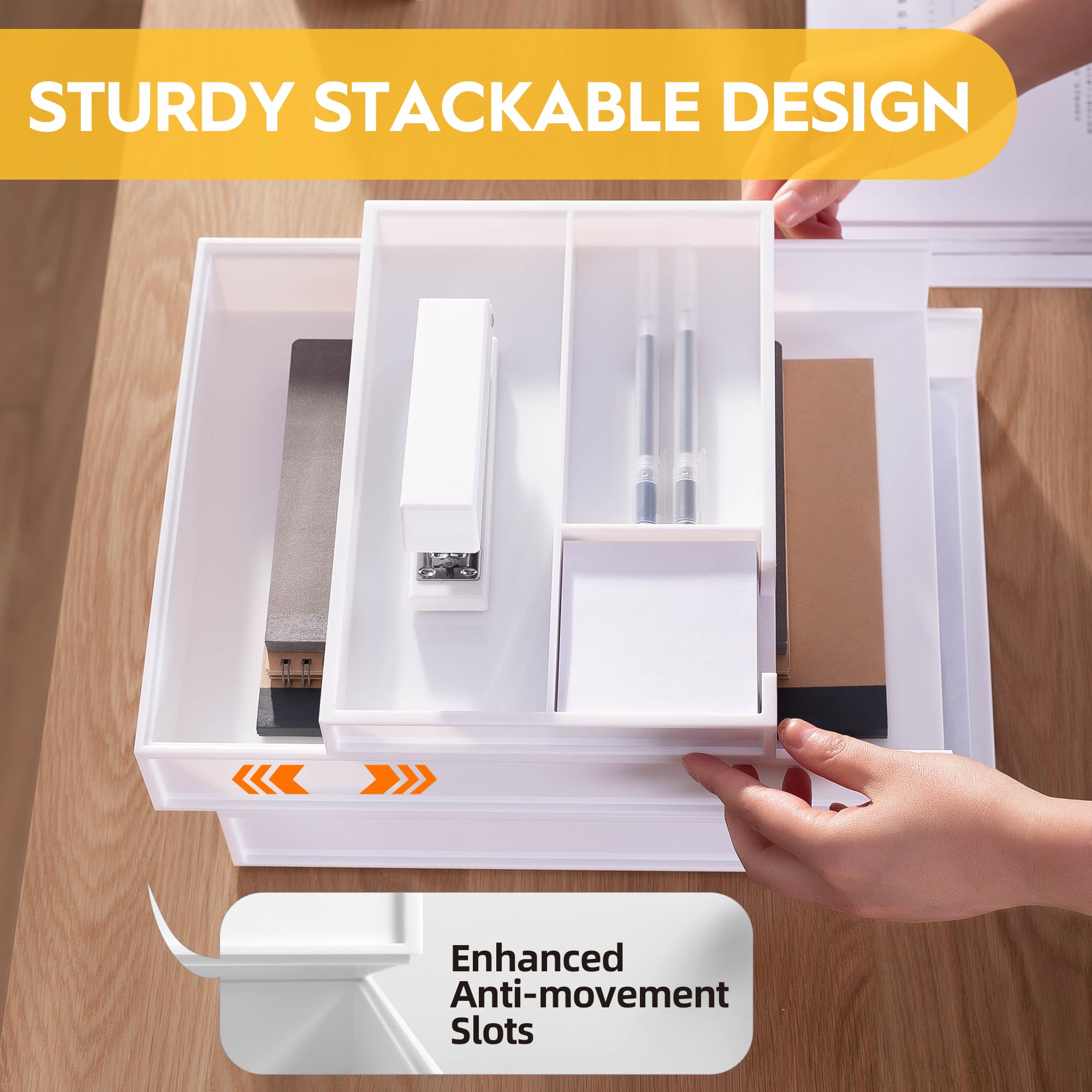 Eufrozy 3 Tier Stackable Letter Tray Paper Organizer, White Desk Paper Tray for Classroom Office Desktop Organizing Cardboard Inbox File Sorter A4 Paper Turn in Tray Document Storage Mail Holder