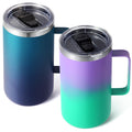 Volhoply 24 oz Insulated Coffee Mug with Lid and Straw, Stainless Steel Travel Mugs with Handle, Double Wall Vacuum Coffee Tumbler for Hot and Cold Drinks (Mixed,2 Pack)