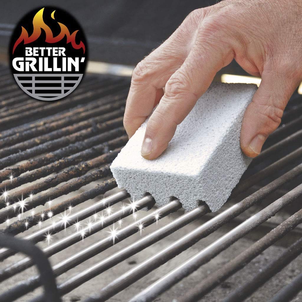 Better Grillin Scrubbin Stone Grill Cleaner-Scouring Brick/Barbecue Grill Brush/Barbecue Cleaner for BBQ, Griddle, 4pk