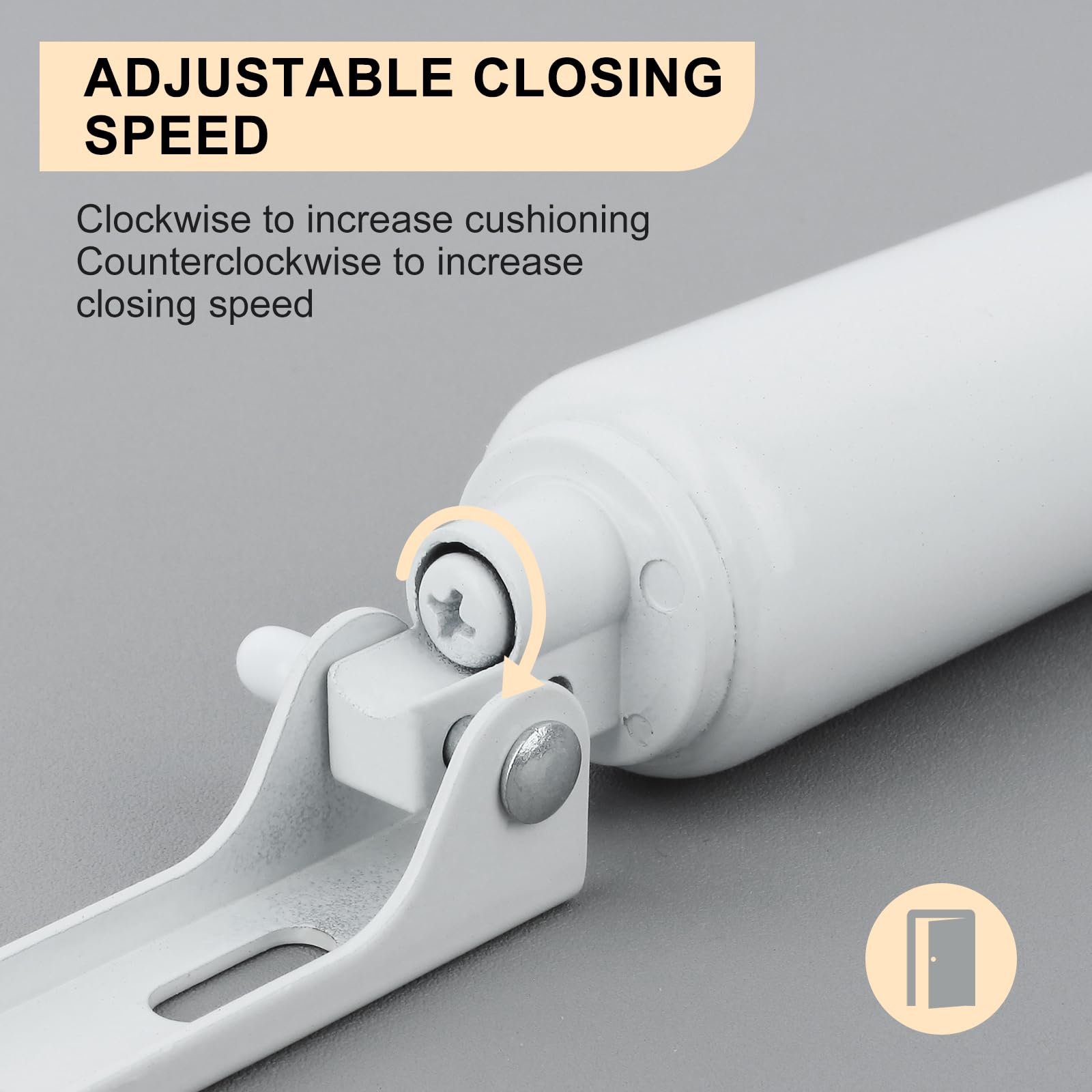 CASONNIK Storm Door Closer,White,Standard Duty Pneumatic Screen and Storm Door Closer
