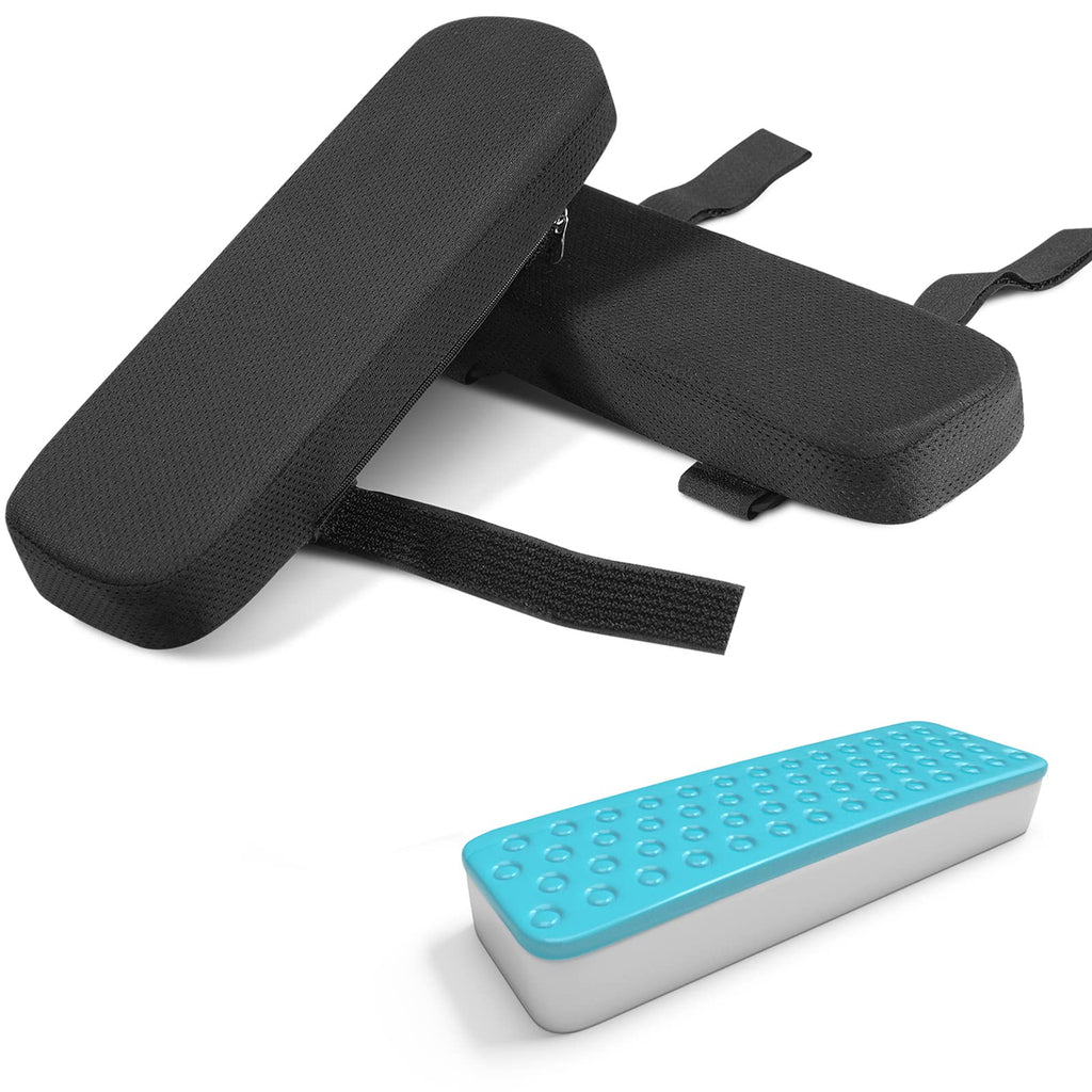 Ergonomic Armrest Pads, Cooling Gel Memory Foam Office Chair Armrest Pads, Comfortable Elbow Pillow for Arm Rest, Ergonomic Armrest Cushions for Chairs Wheelchair Comfy Gaming Chair Pack of 2
