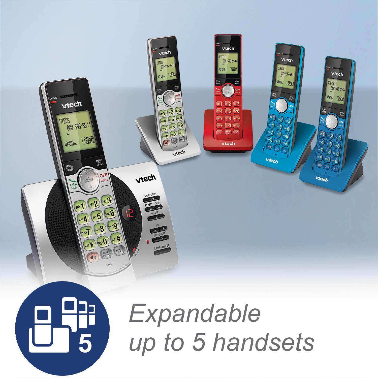VTech DECT 6.0 Single Handset Cordless Phone with ITAD, CID, Backlit Keypad and Screen, Full Duplex Handset Speakerphone, Call Block Silver/Black - CS6929
