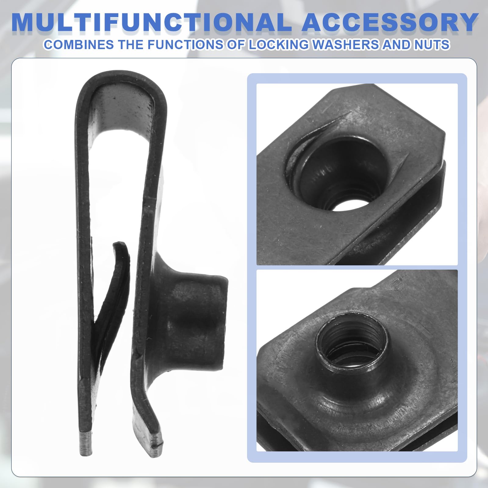 PATIKIL U-Style Clip-On Nut, 30 Pack M8-1.25 Regular Extruded U-Nut U-Type Fasteners Hardware Nuts for Automotive Metal Cars Motorcycles, Black
