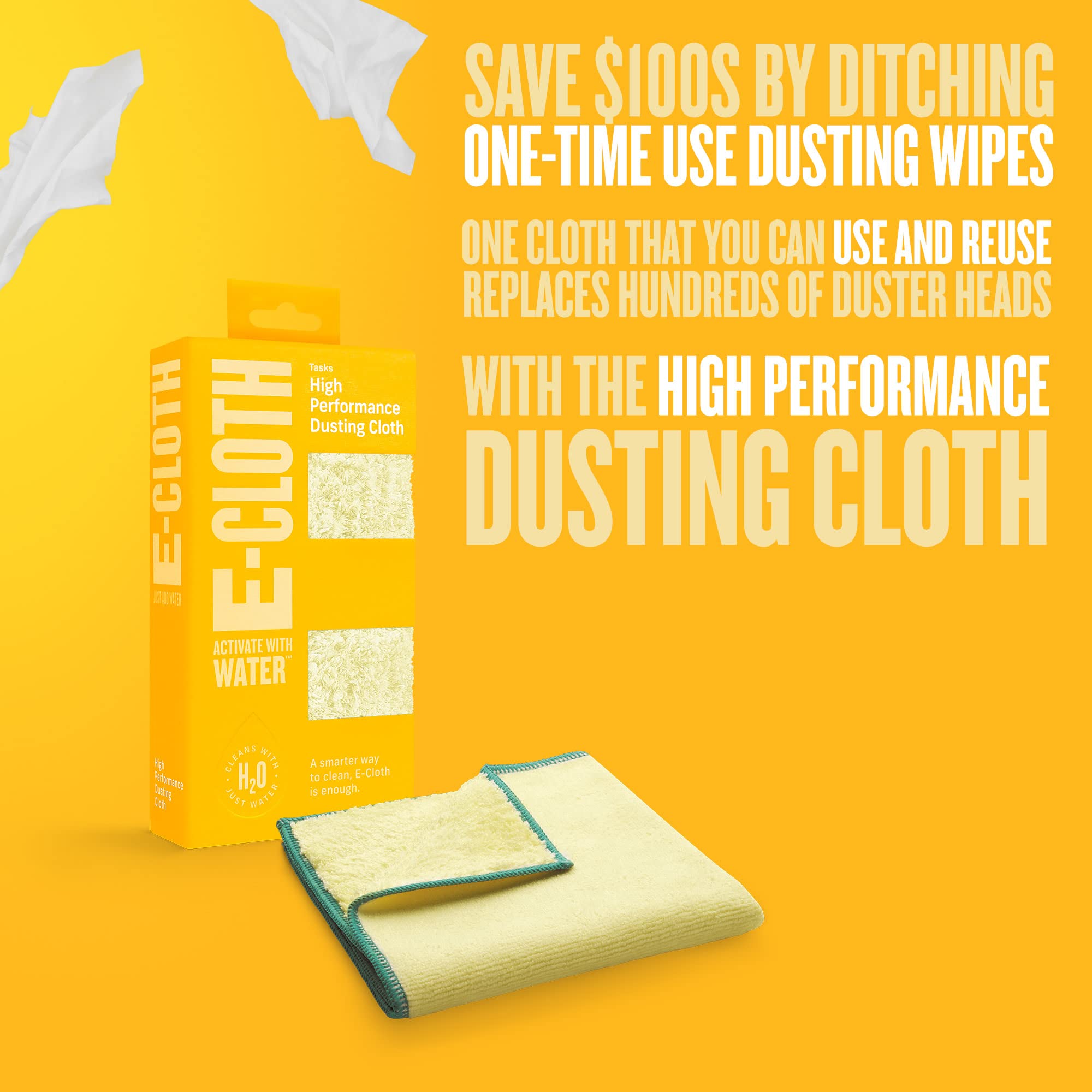 E-Cloth High Performance Dusting Cloth, Reusable Premium Microfiber Cloth for Dusting, 100 Wash Guarantee, 1 Pack
