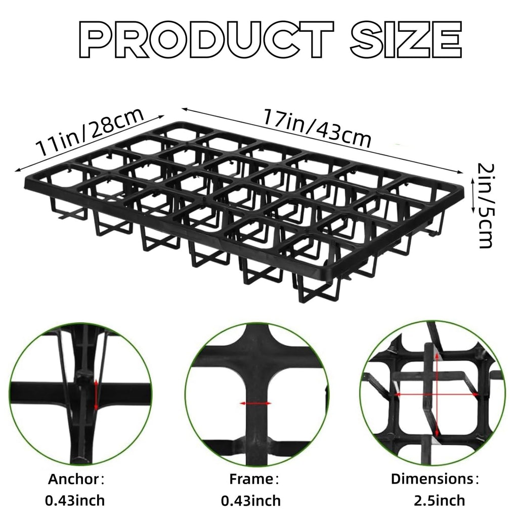 5 Pack Square Nursery Pot Tray with 24 Cells, Plant Trays for Pots, Plastic Planting Trays, Flower Pot Moving Tray for Carrying Small Plant Pots (17" x 11" x 2", 120 Cells in Total)