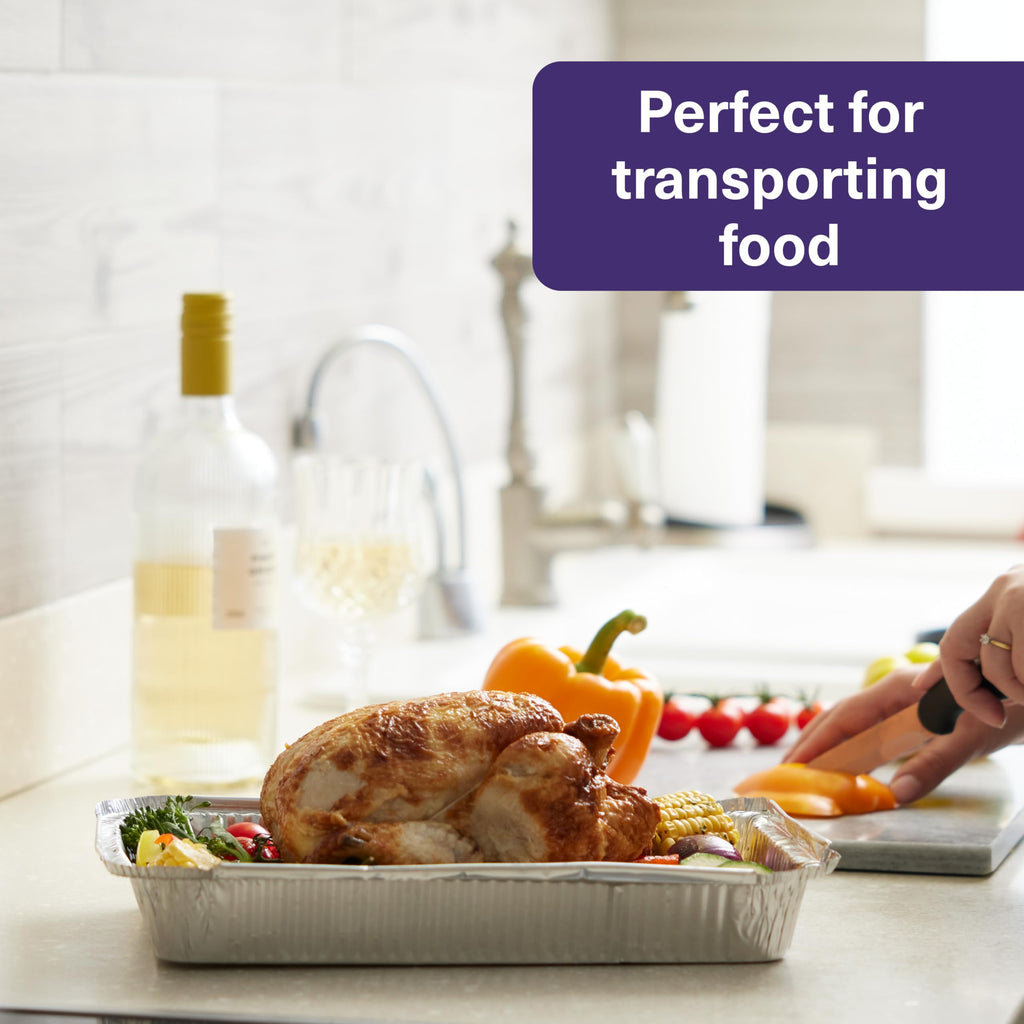 MATANA 8x12 Aluminum Pans Foil Trays (25 Pack) Cake & Lasagna Baking, Chicken Roasting, Chafer, Crawfish Cooking | Ideal for Party Catering & Takeaway