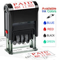 Toplusesse Paid Stamp with Date Self-Inking Paid Date Stamp Office Rubber Phrase & Date Stamp for Business 12-Year Band Red Ink 2024-2035