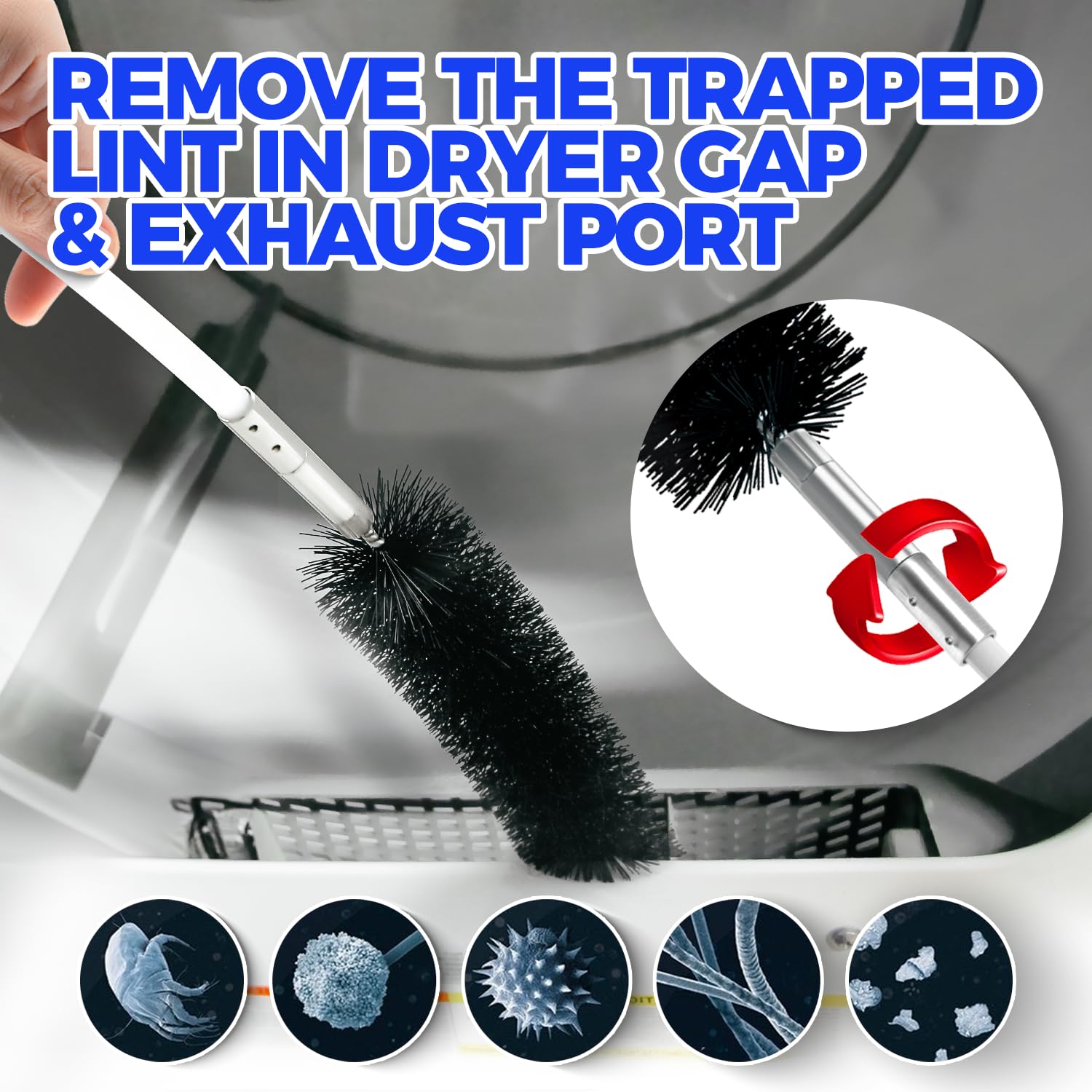 Holikme 35 Feet Dryer Vent Cleaning kit,Dryer Duct Cleaning kit,Lint Remover,Synthetic Brush Head, Use with or Without a Power Drill