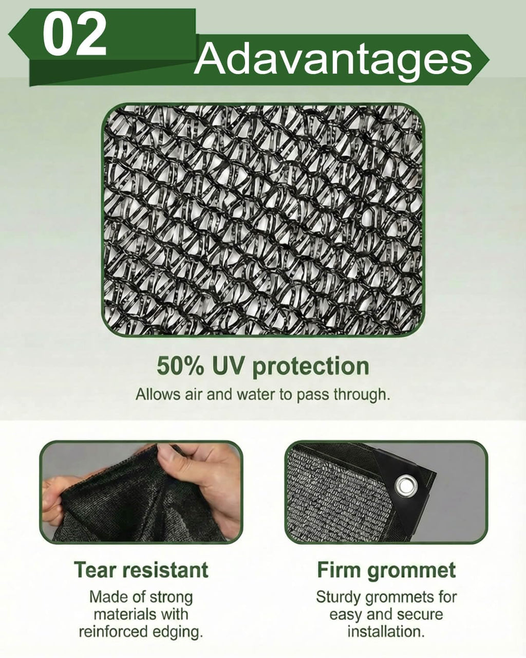 50% Sunblock Shade Cloth Net Black Resistant - 6x12 Ft Garden Shade Mesh for Plant Cover, Greenhouse, Chicken Coop, Kennels, Tomatoes Plants