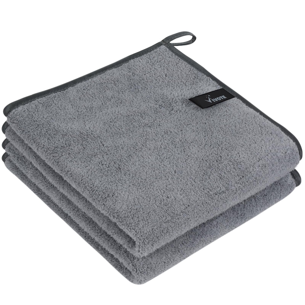 VIVOTE Microfibre Guest Towels, Super Soft and Absorbent Towel, Microfibre Hanging Towel for Kitchen and Bathroom, Dry Hand Towels, 40 x 40 cm, Guest Towel, Kitchen Towels, Pack of 2, Grey