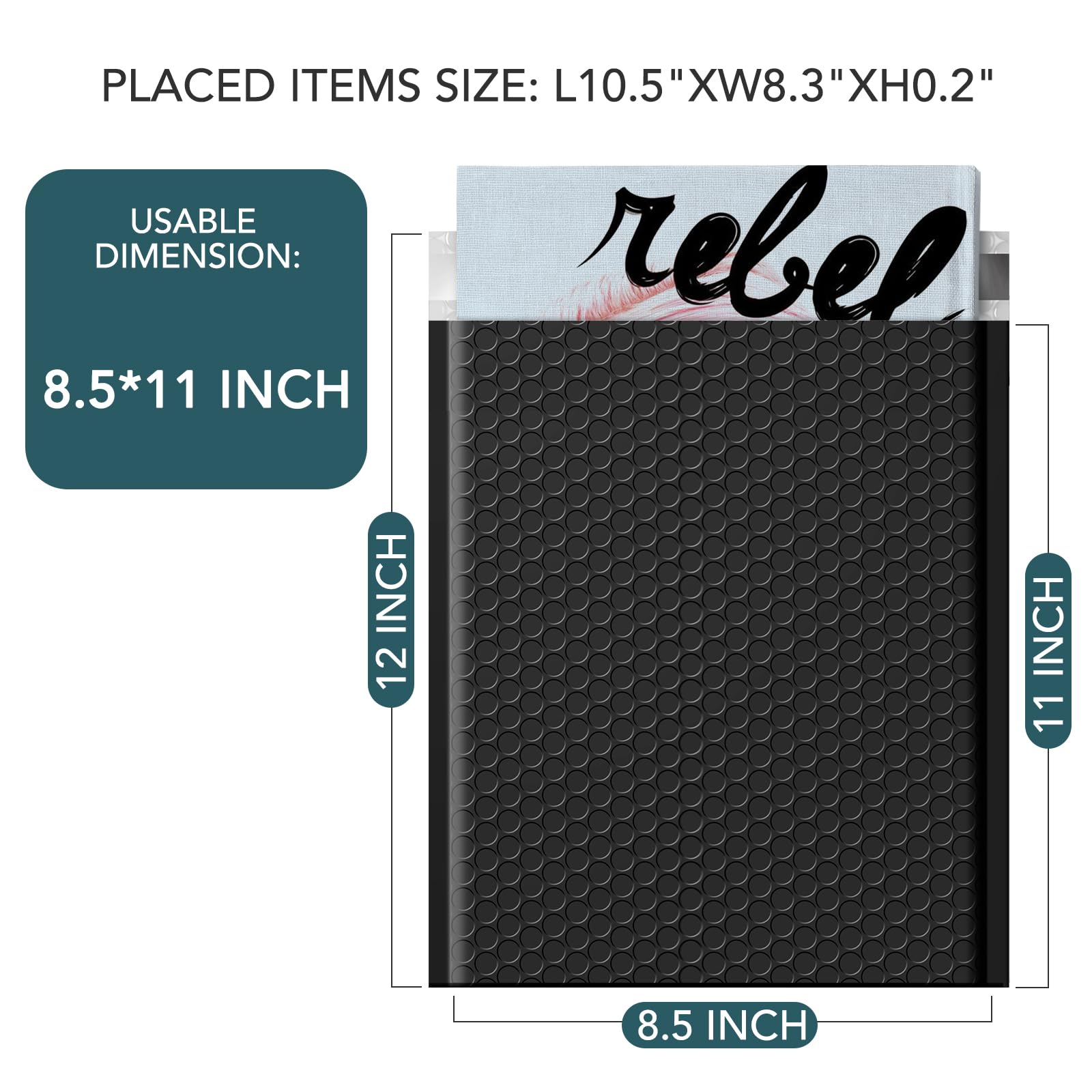 Metronic Bubble Mailers 8.5x12 40 Pack Black Padded Envelopes Usable Size 8.5 x 11 Strong Adhesion Bubble Envelopes Medium Mailing Envelopes Bubble Padded for Small Business Shipping Books Clothes