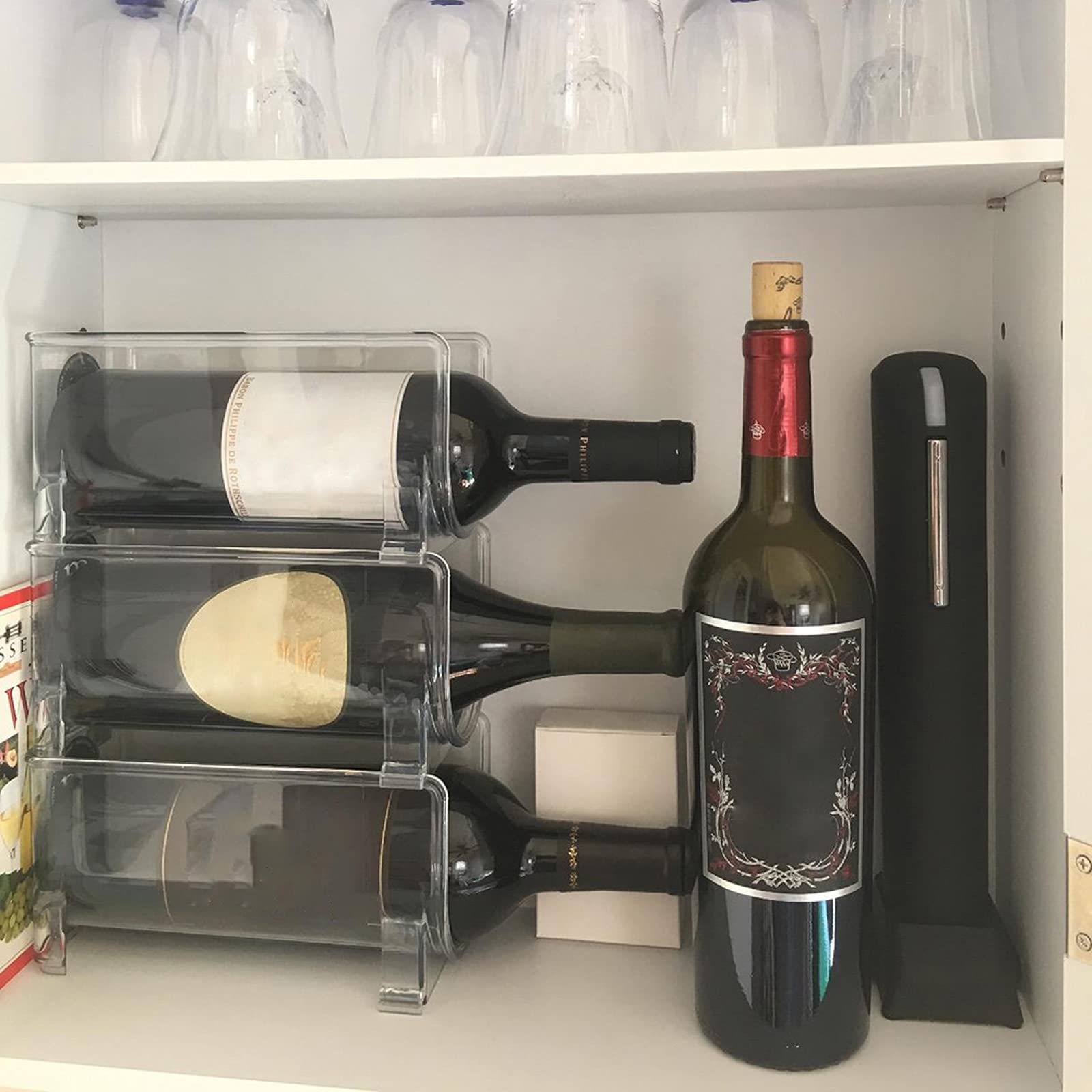 Stackable Wine Storage Rack 6 pcs | Free Standing Organizer for Refrigerator or Kitchen Countertops - Holds (6)
