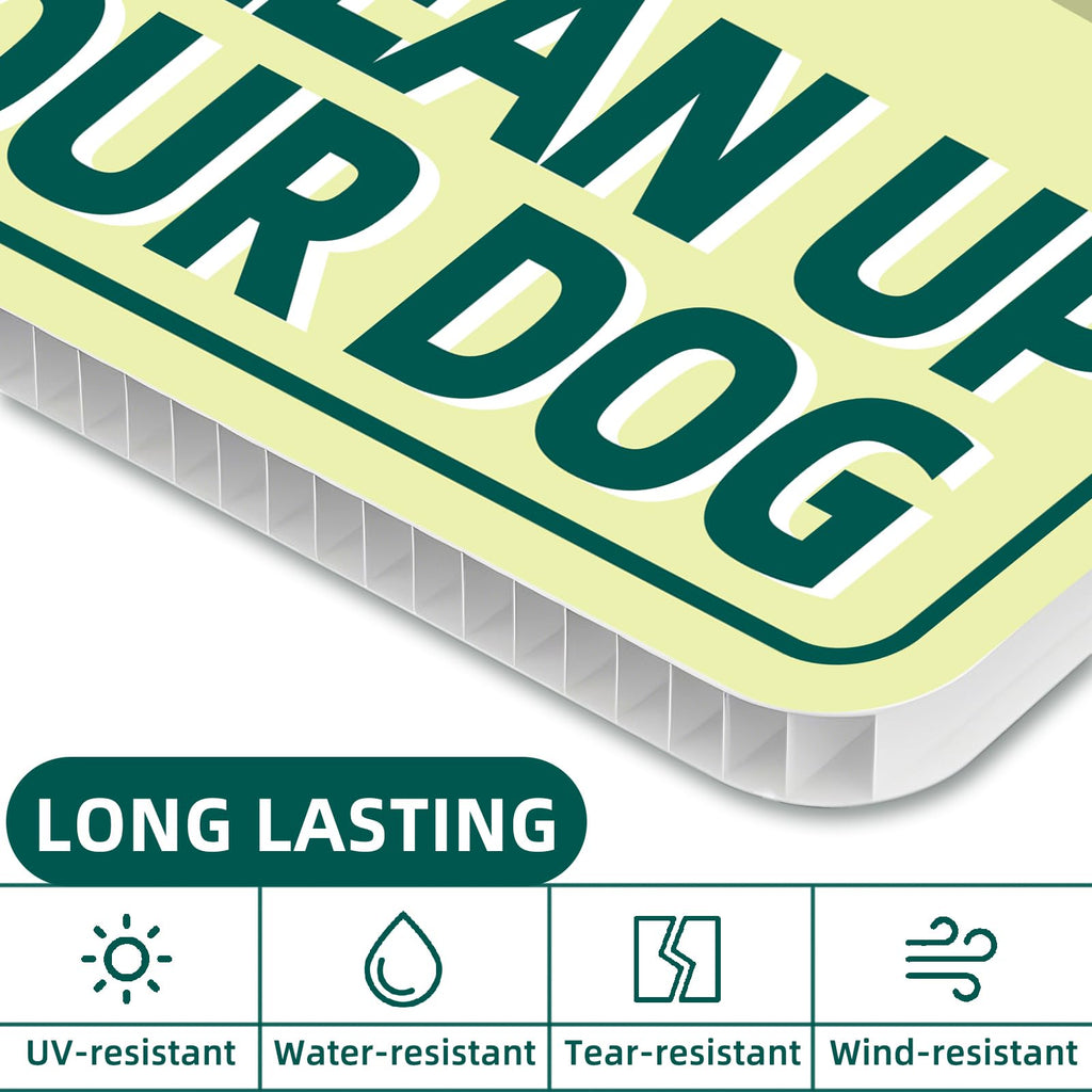 Clean UP After Your Dog Signs, 2-Pack 13"x10" Double-Sided H-Stake Metal Stakes Dog Poop Signs for Lawn, Pick Up After Your Dog Sign