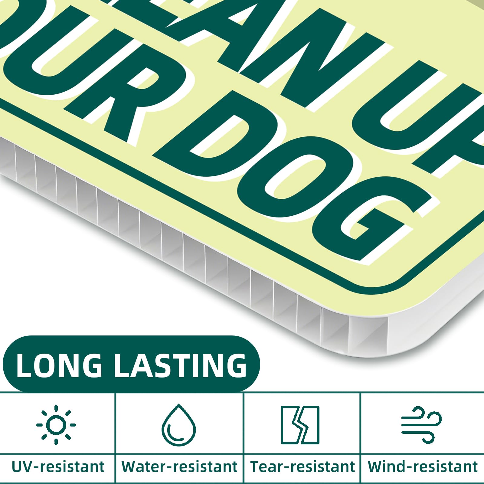 Clean UP After Your Dog Signs, 2-Pack 13"x10" Double-Sided H-Stake Metal Stakes Dog Poop Signs for Lawn, Pick Up After Your Dog Sign