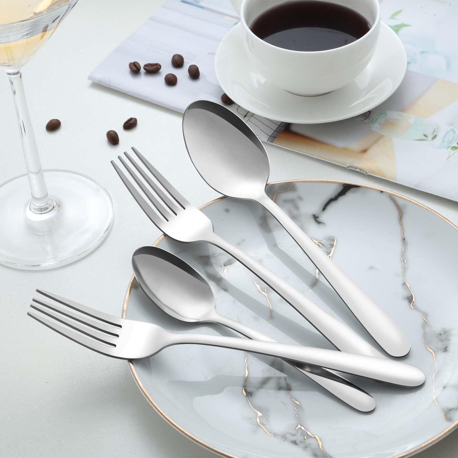 Pleafind 36-Pcs Dinner Forks Set, 8 Inch Forks Silverware, Stainless Steel Fork, Silverware Fork, Mirror Polished Fork Set, Small Forks for Home, Restaurant, Dishwasher Safe