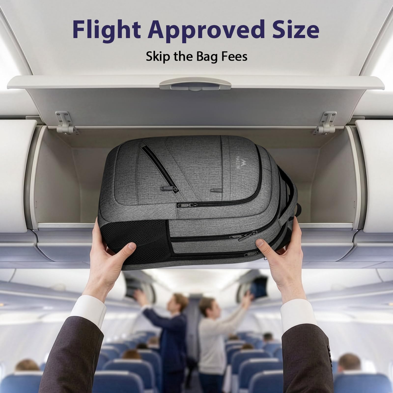 MATEIN Laptop Backpack, 17 inch Business Flight Approved Carry on Backpack, TSA Large Computer Backpack for Men Women with Trolley Sleeve, College School Tactical Book Bag, Grey
