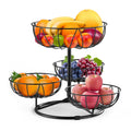 Honeystar 4 Tier Fruit Basket Bowl Fruit Stand Countertop Fruit Bowls for Counter Vegetable Basket Kitchen Organizer and Storage (Black)