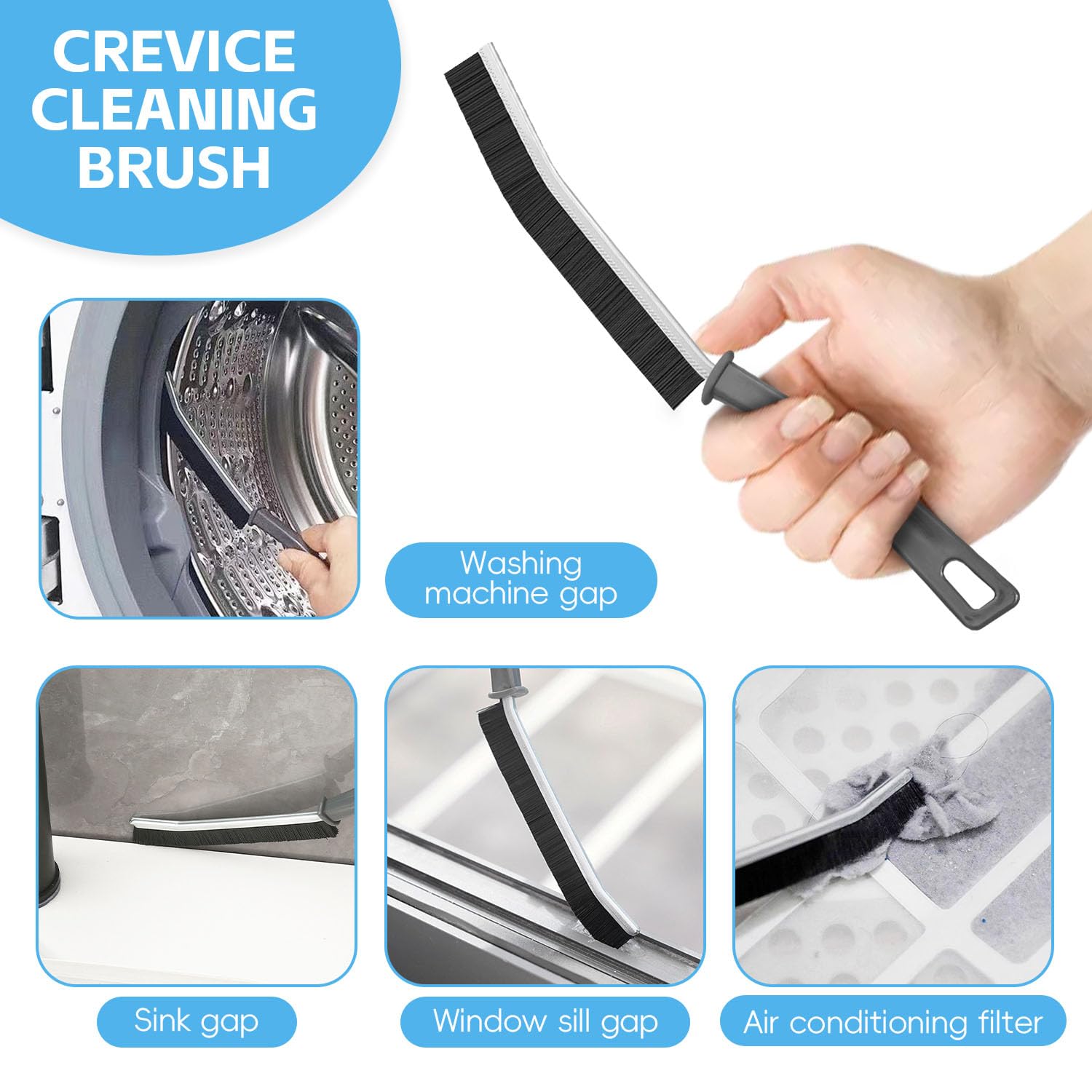 Tiny Chou Cleaning Brush, 13Pcs Hard Bristle Crevice Cleaning Brush, Multifunctional Gap Scrub Brush, Bathroom Cleaner Tools for Household Use, Kitchen, Window Track, Faucets, Toilet, Grout,Car
