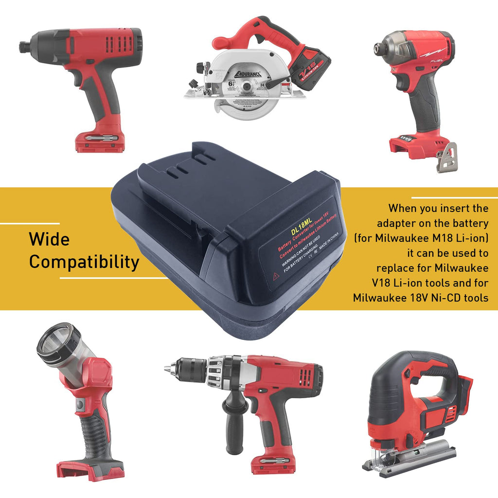 DL18ML Battery Adapter for Milwaukee 18V Cordless Power Multitool,Convert for Dewalt 20V MAX Li-ion Battery DCB200 to for Milwaukee 18V M18 Lithium-Ion Battery Adapter
