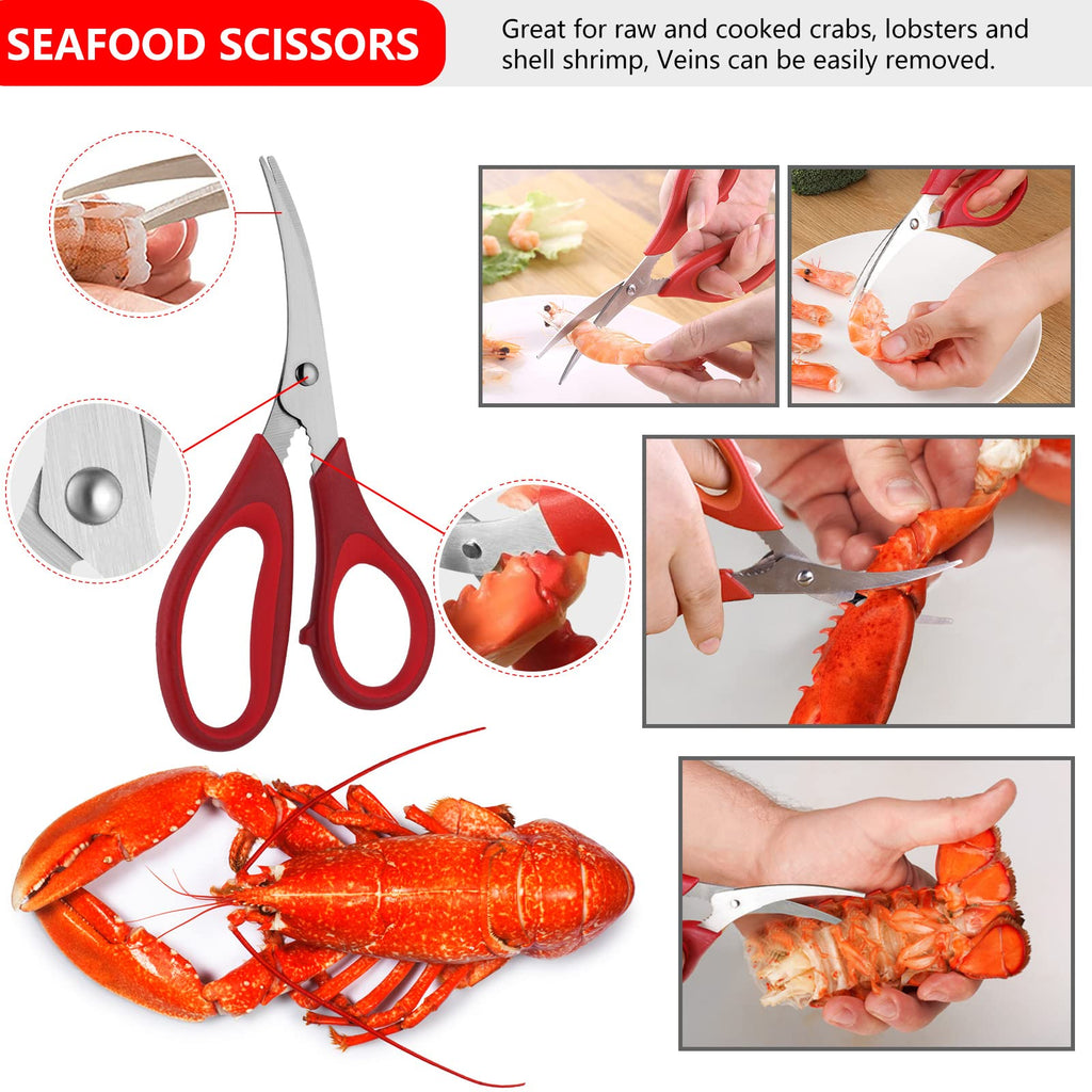 Seafood Tools Lobster Crab Crackers Crab Crackers and Tools Crab Leg Cracker Tool (Seafood Tools-17 Piece)