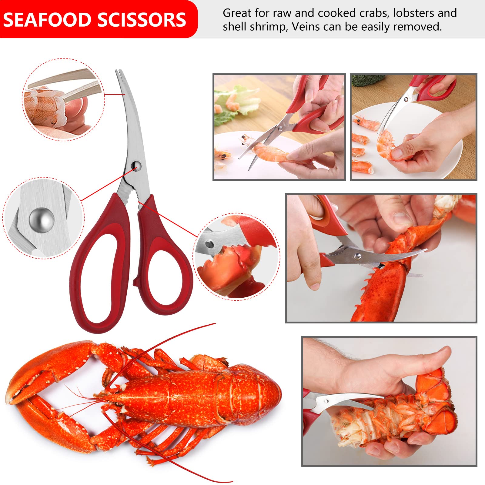 Seafood Tools Lobster Crab Crackers Crab Crackers and Tools Crab Leg Cracker Tool (Seafood Tools-17 Piece)
