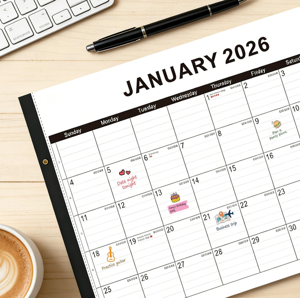 2026 Desk Calendar Large 22x17 – Desk Top Calendar 2026 with plastic cover