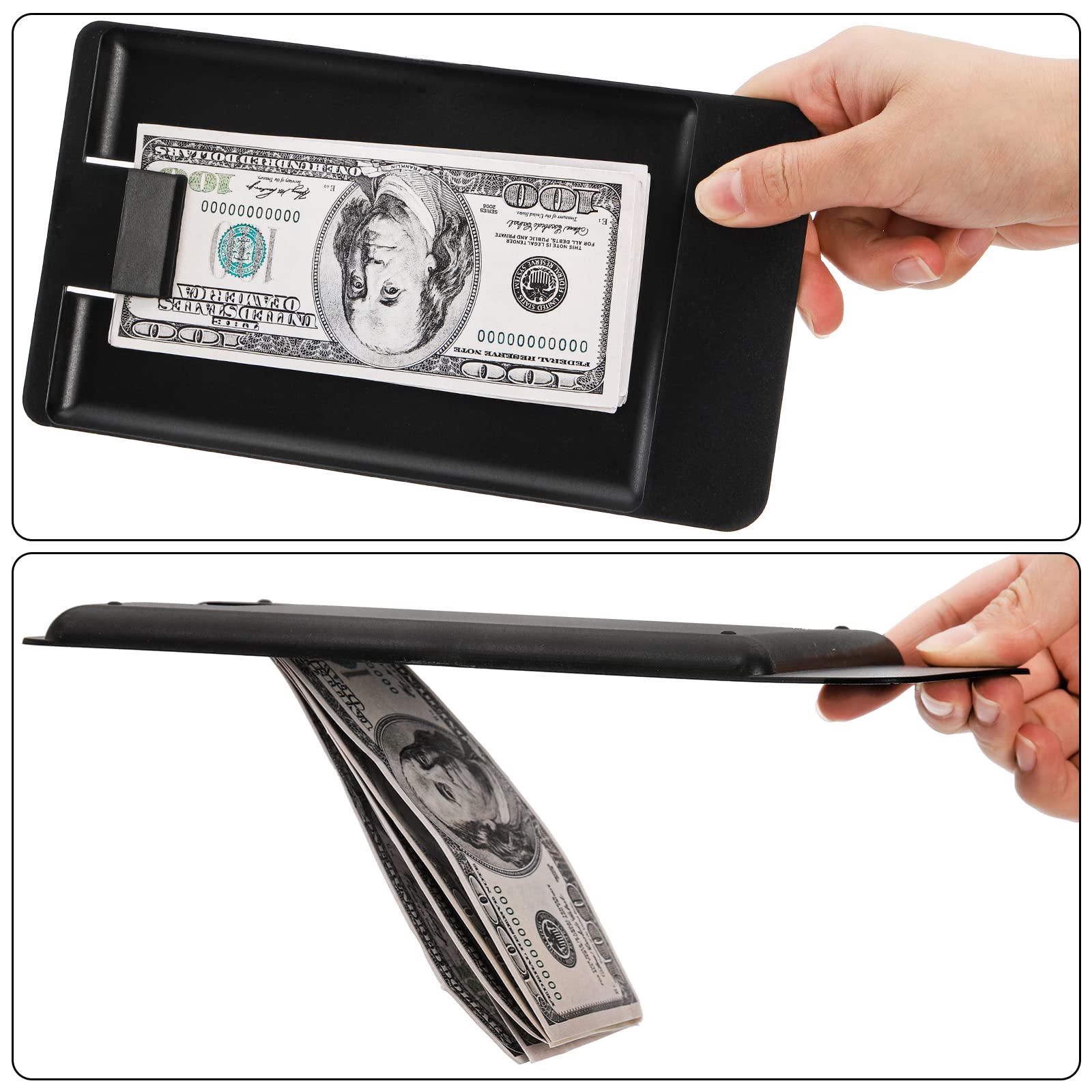 AVLA 20 Pack Restaurant Check Presenters, Guest Check Card Holder, Black Plastic Server Tip Trays for Bars, Hotels, Dining, Catering Business, Cash, Credit Cards, Bills, Waitress Tip Tray