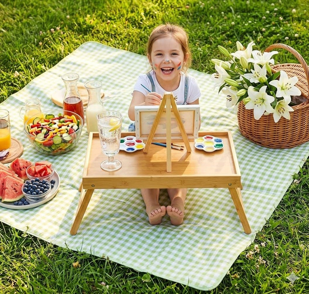 Pipishell Bamboo Bed Tray Table with Foldable Legs, Breakfast Tray for Sofa, Bed, Eating, Working, Used As Laptop Desk Snack Tray