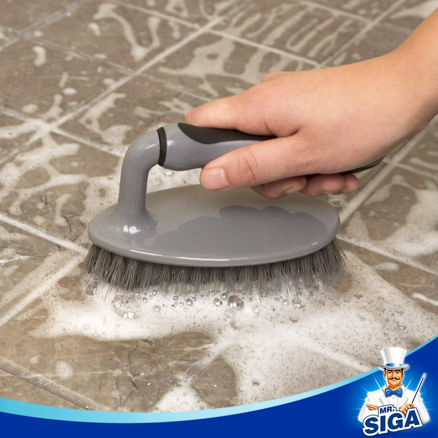 MR.SIGA Heavy Duty Scrub Brush with Comfortable Grip, Cleaning Brush for Bathroom, Shower, Sink, Floor, 2-Pack