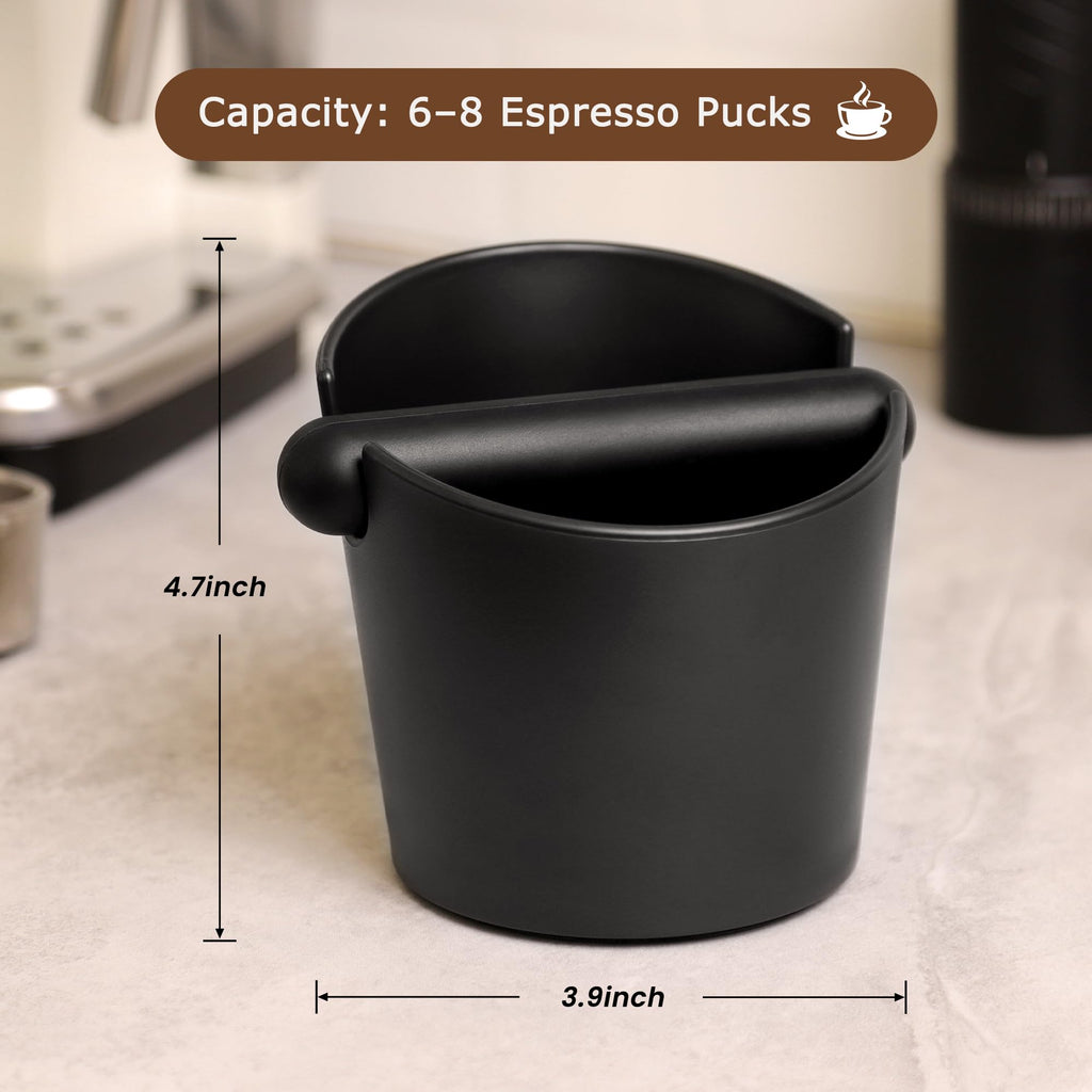 Espresso Knock Box Coffee Knock Box VEVOK CHEF Espresso Bucket Knock Coffee Ground Dump Bin with Removable Knock Bar Trash Can Non-Slip Base