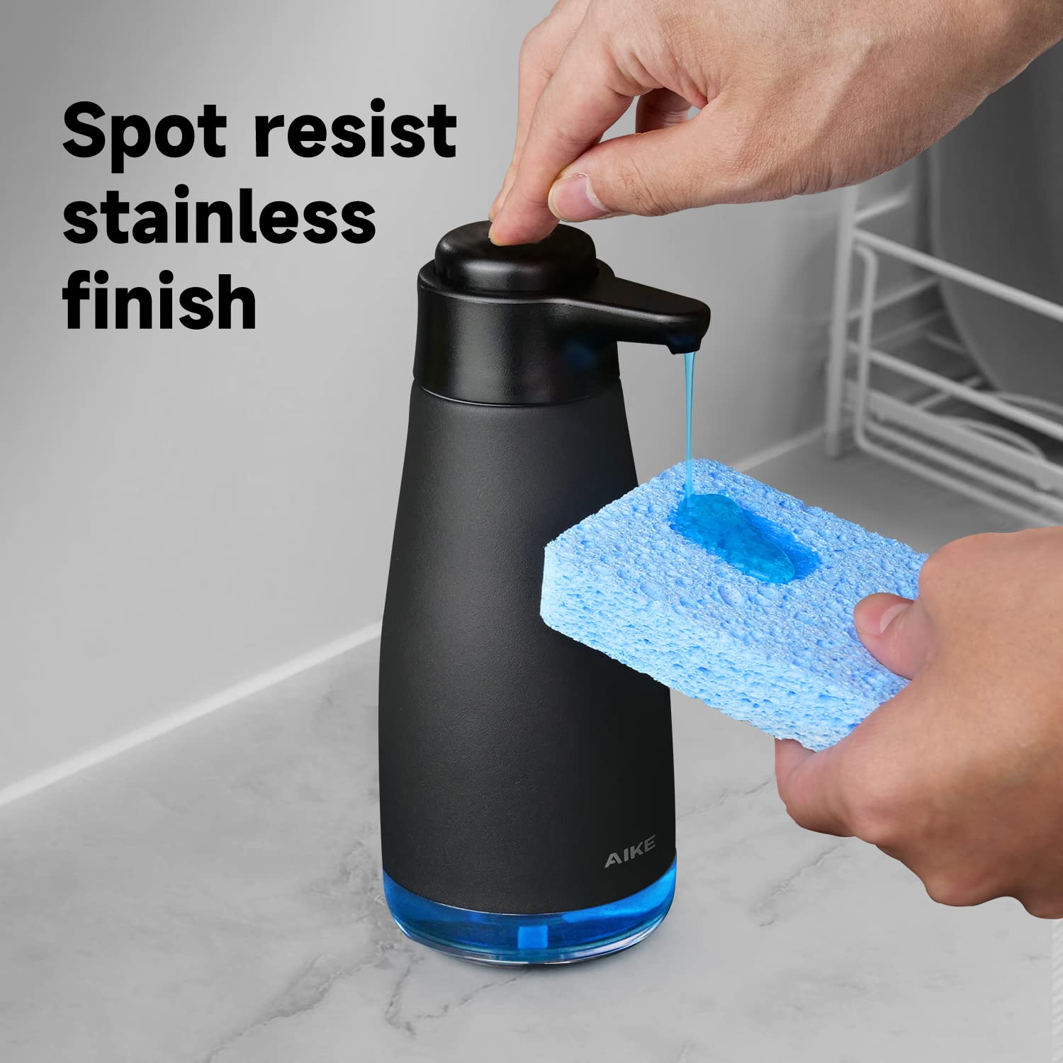 AIKE 15oz Liquid Soap Dispenser for Dish and Hand Soap Matte Black