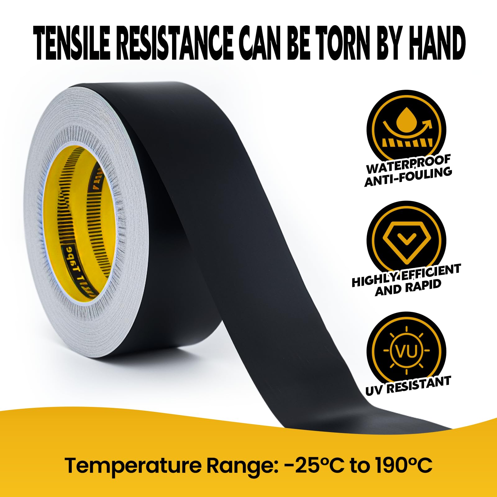LLPT Aluminum Black Foil Tape 2 Inches x 55 Yards 3.94 Mil Heavy Duty Adhesive HVAC Sealing Hot Cold Air Duct Tape for Pipe Metal Repair (BF255)