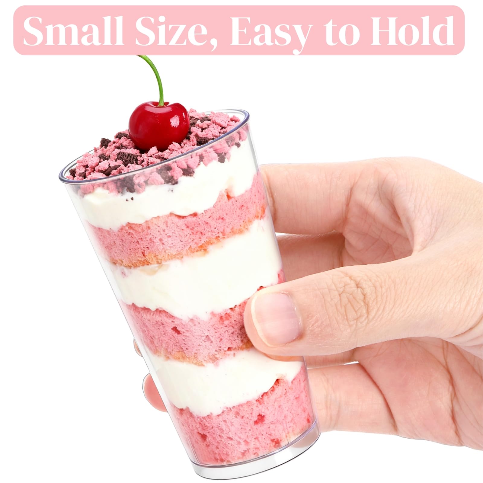 Peohud 100 Pack 3oz Dessert Cups with Spoons, Mini Dessert Shooter Cups, Parfait Appetizer Cups Shot Glasses for Desserts, Pudding, Event and Party