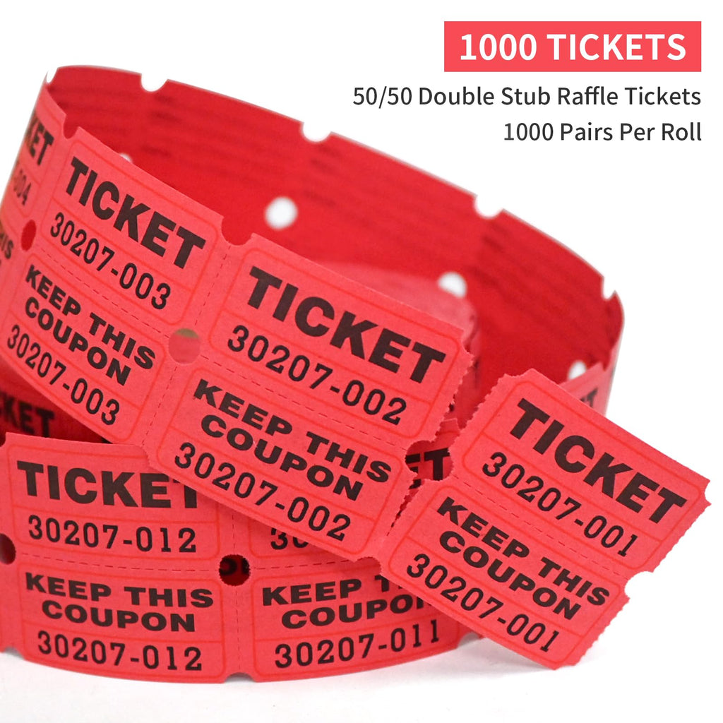 L LIKED Raffle Tickets with Consecutive Serial Numbers, 3 Rolls of 1000, 50/50 Raffle Tickets Double Roll for Events, Entry, Class Reward & Prizes (Red+Blue+White)