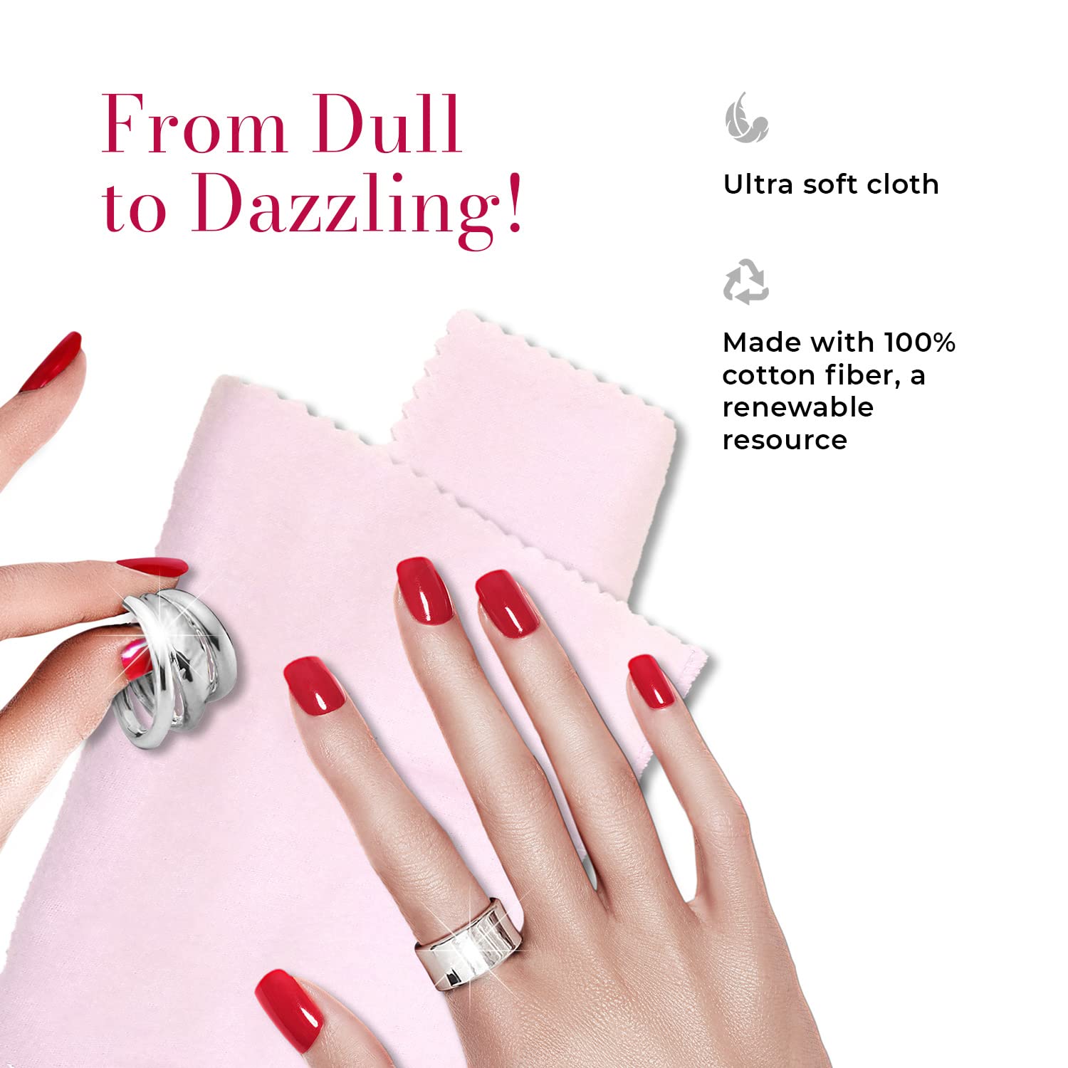 CONNOISSEURS Ultrasoft Gold or Silver Jewelry Polishing Cloth, Clean and Polish Jewelry While Removing Tarnish for a High Shine