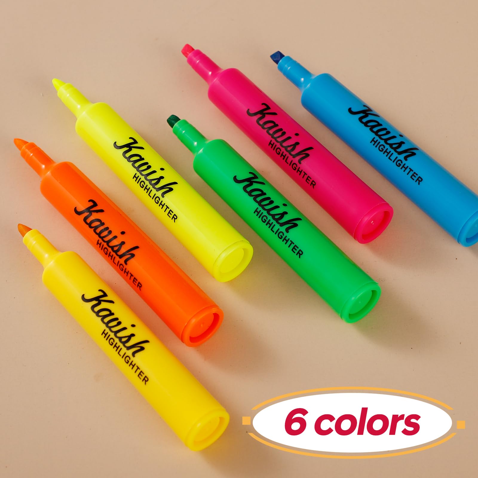 24 Pcs Kavish Highlighters, 6 Bright & 6 Soft Pastel Colors, Chisel Tip No-Bleed Quick-Dry Highlighter Pens for School, Office & Study Supplies