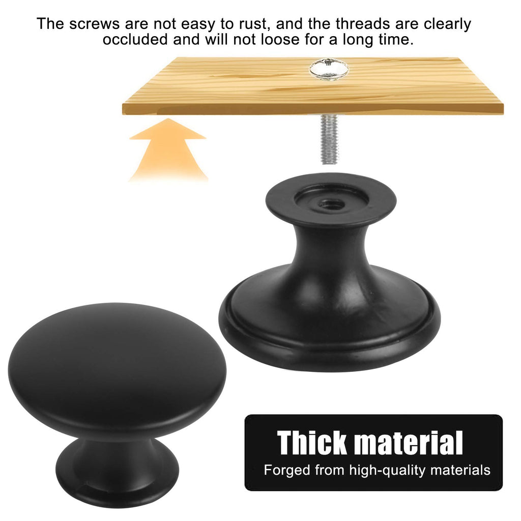 AvoDovA 20Pcs Black Kitchen Cabinet Knobs, Round Drawer Knobs Dresser Knobs Mushroom Door Handles Pulls Knobs Cupboard Drawer Pull Handles with Screws for Cabinet Drawer Kitchen Bathroom